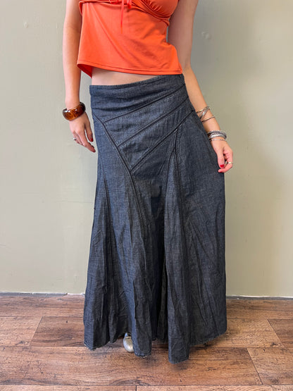 dark denim maxi skirt