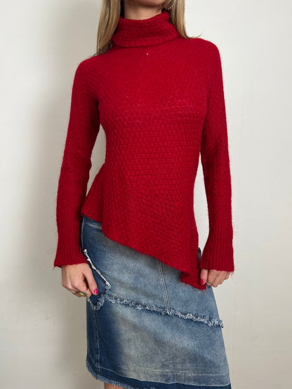red asymmetrical knit, S/M