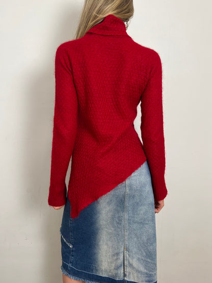 red asymmetrical knit, S/M