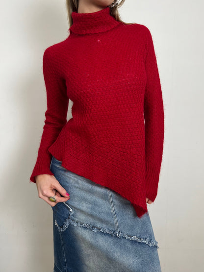 red asymmetrical knit, S/M