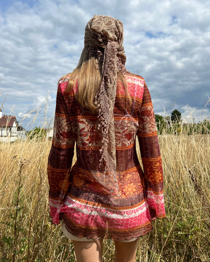 Boho print sheer cover up top