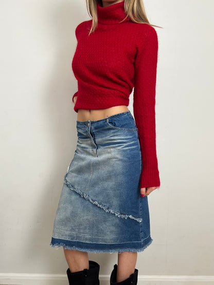 denim midi skirt, S