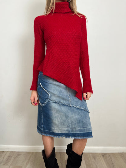 denim midi skirt, S