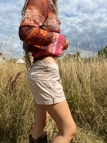 Cream cargo mini shorts