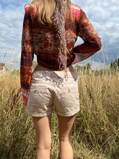 Cream cargo mini shorts