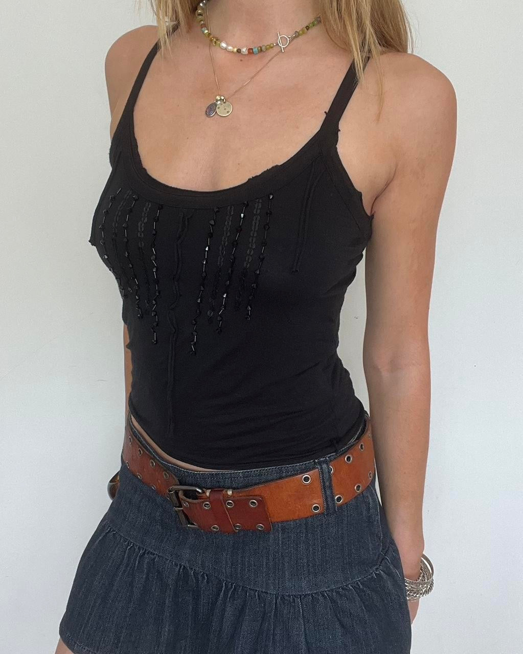 black sequin cami top