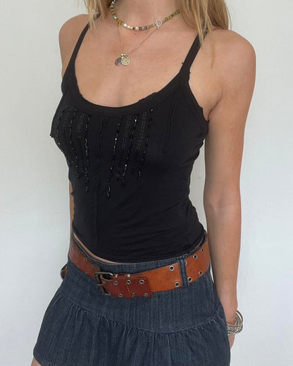 black sequin cami top