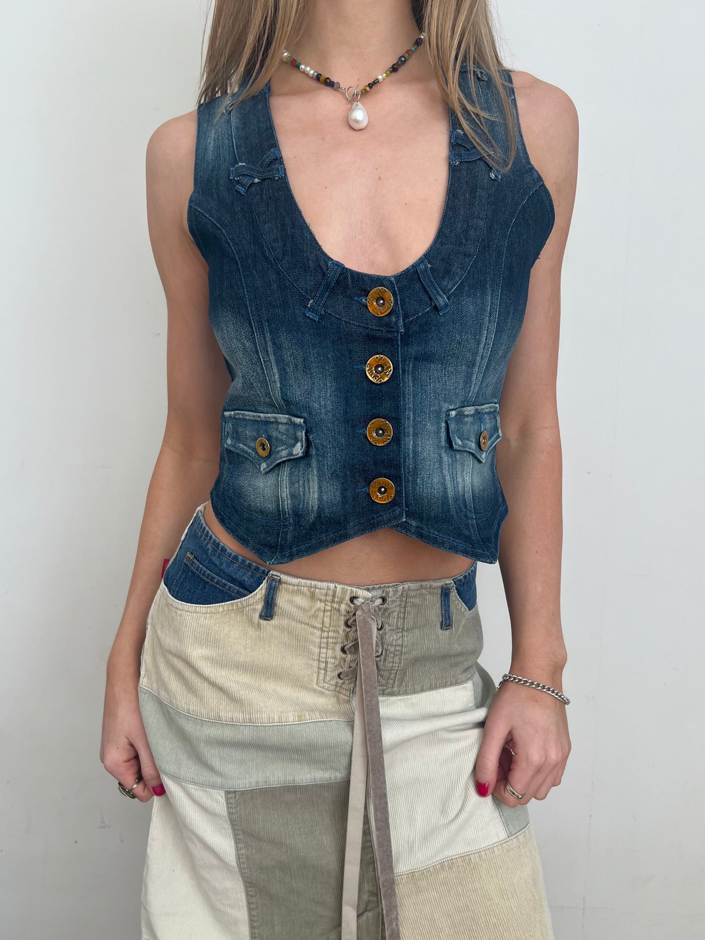 denim waistcoat, S