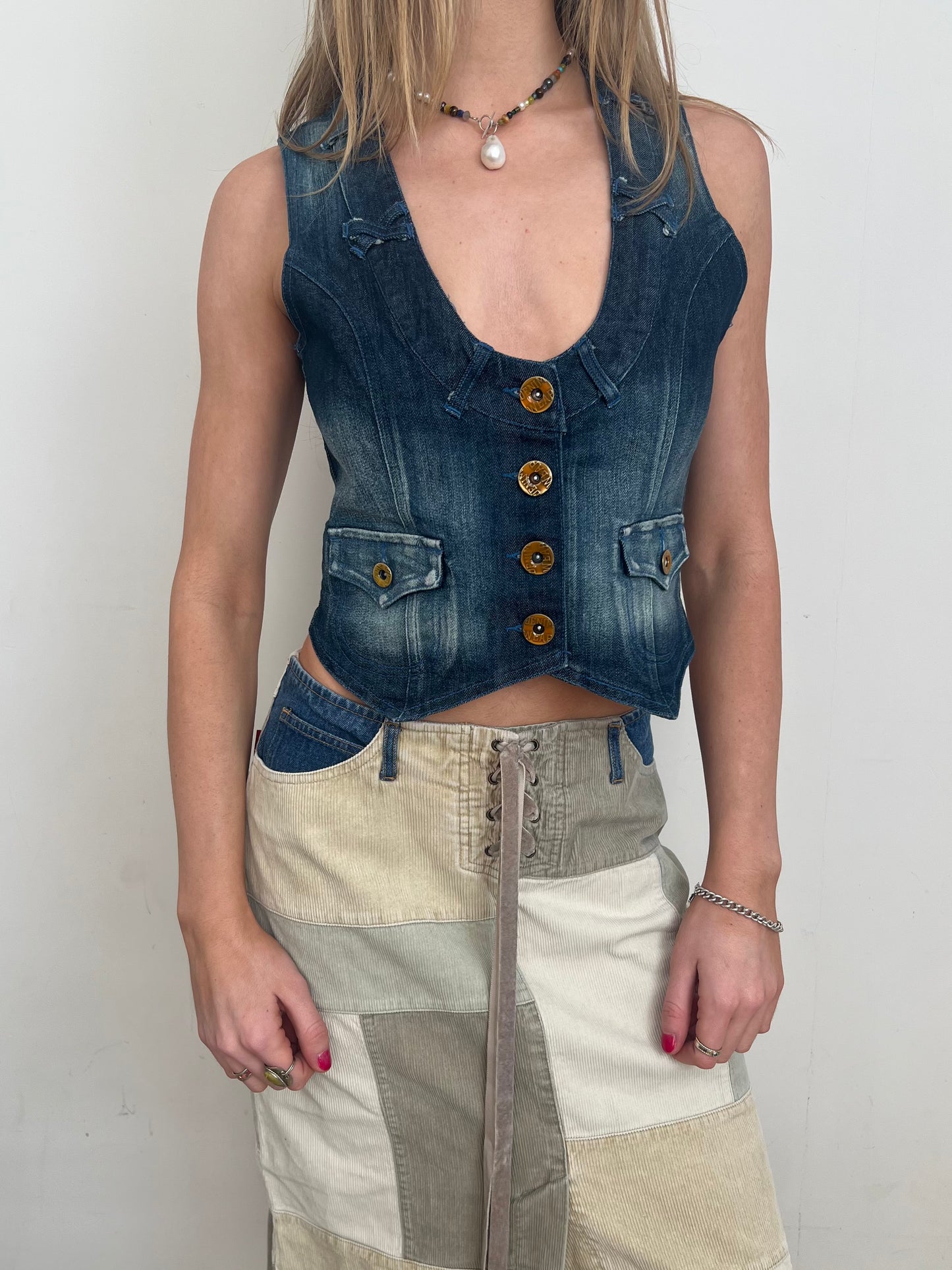 denim waistcoat, S