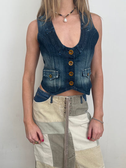 denim waistcoat, S