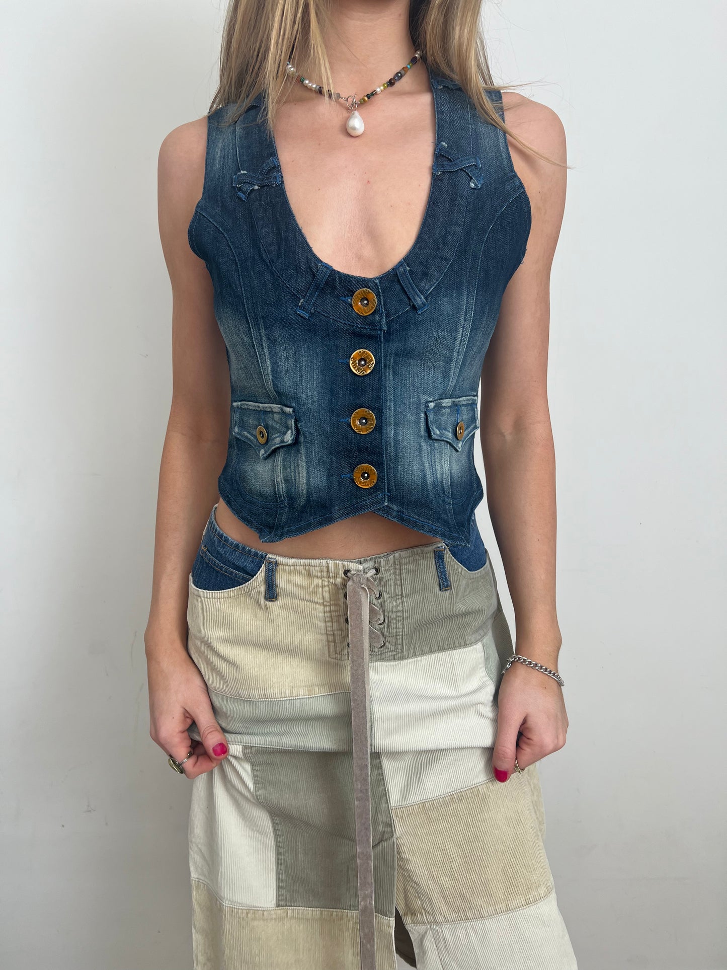 denim waistcoat, S