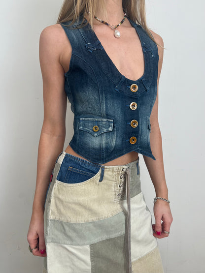 denim waistcoat, S