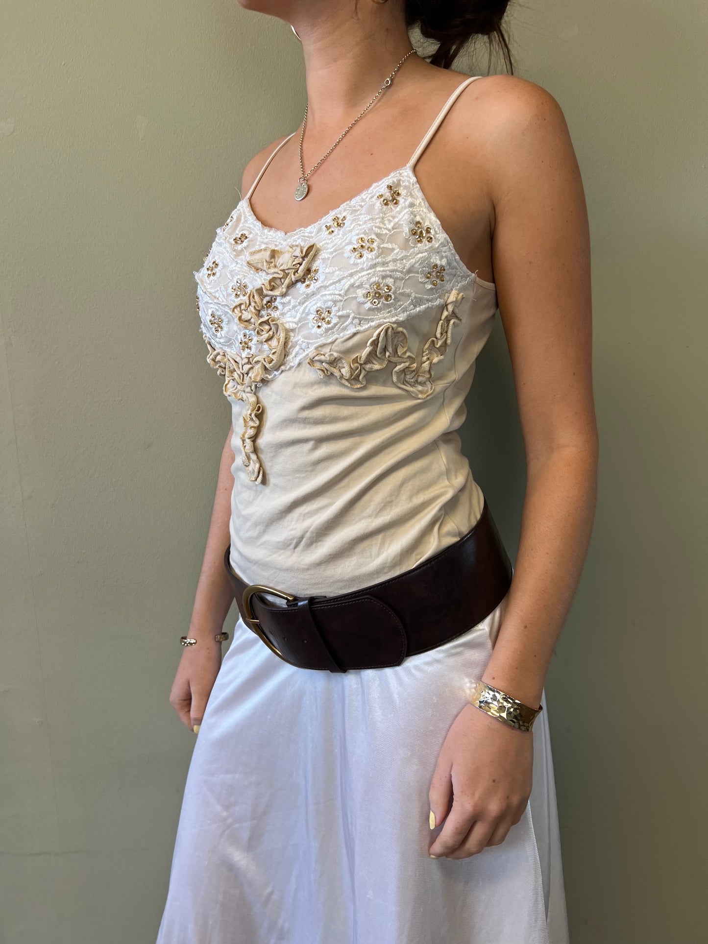 vintage 00s cream cami top