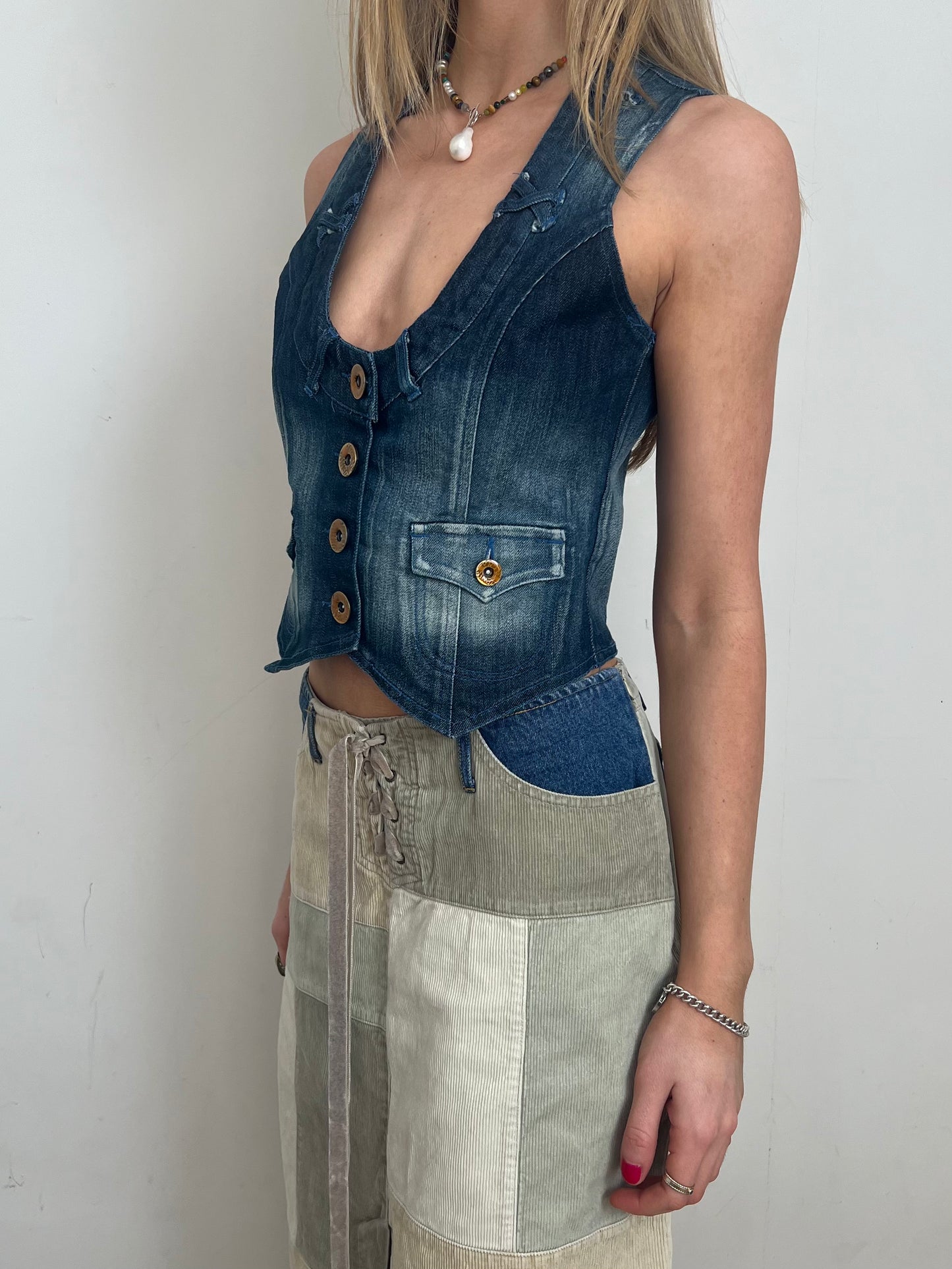denim waistcoat, S