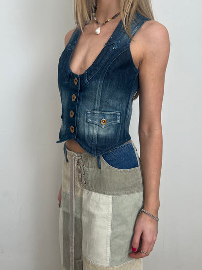 denim waistcoat, S