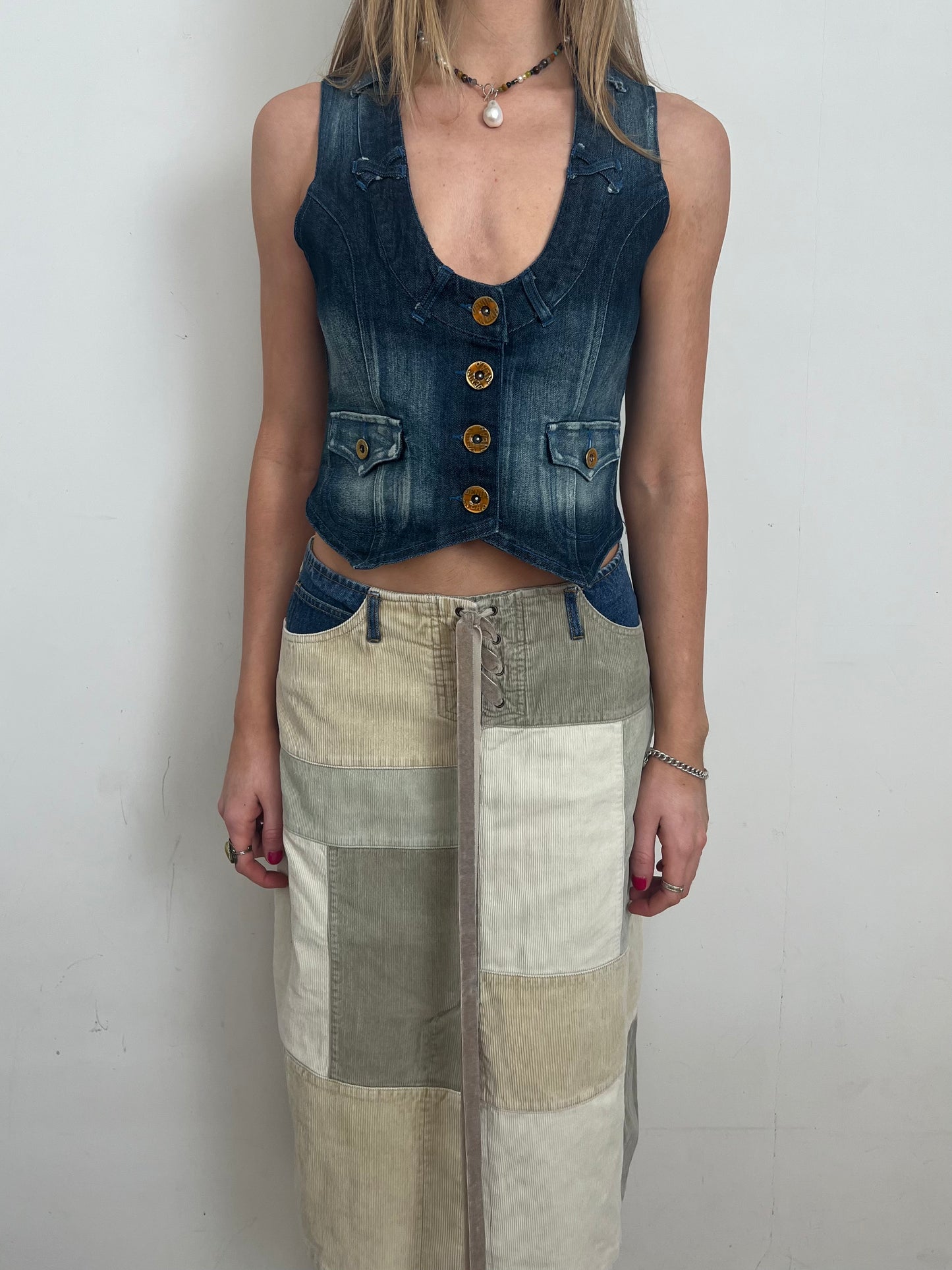 denim waistcoat, S