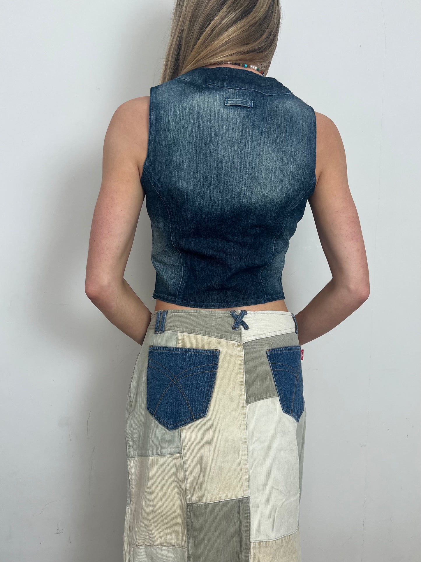denim waistcoat, S