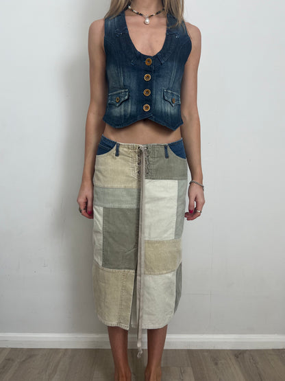 espirit patchwork skirt, L