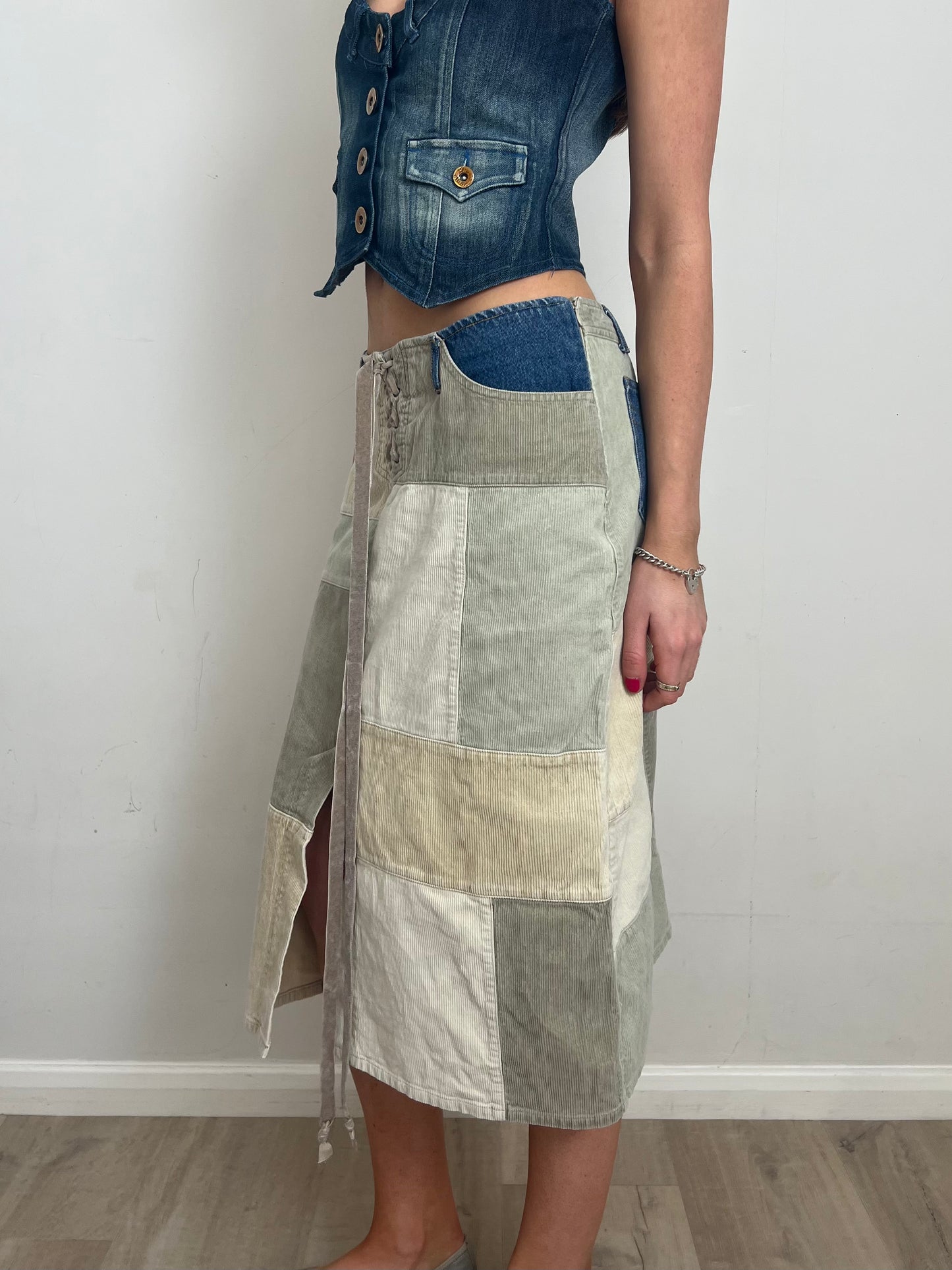 espirit patchwork skirt, L