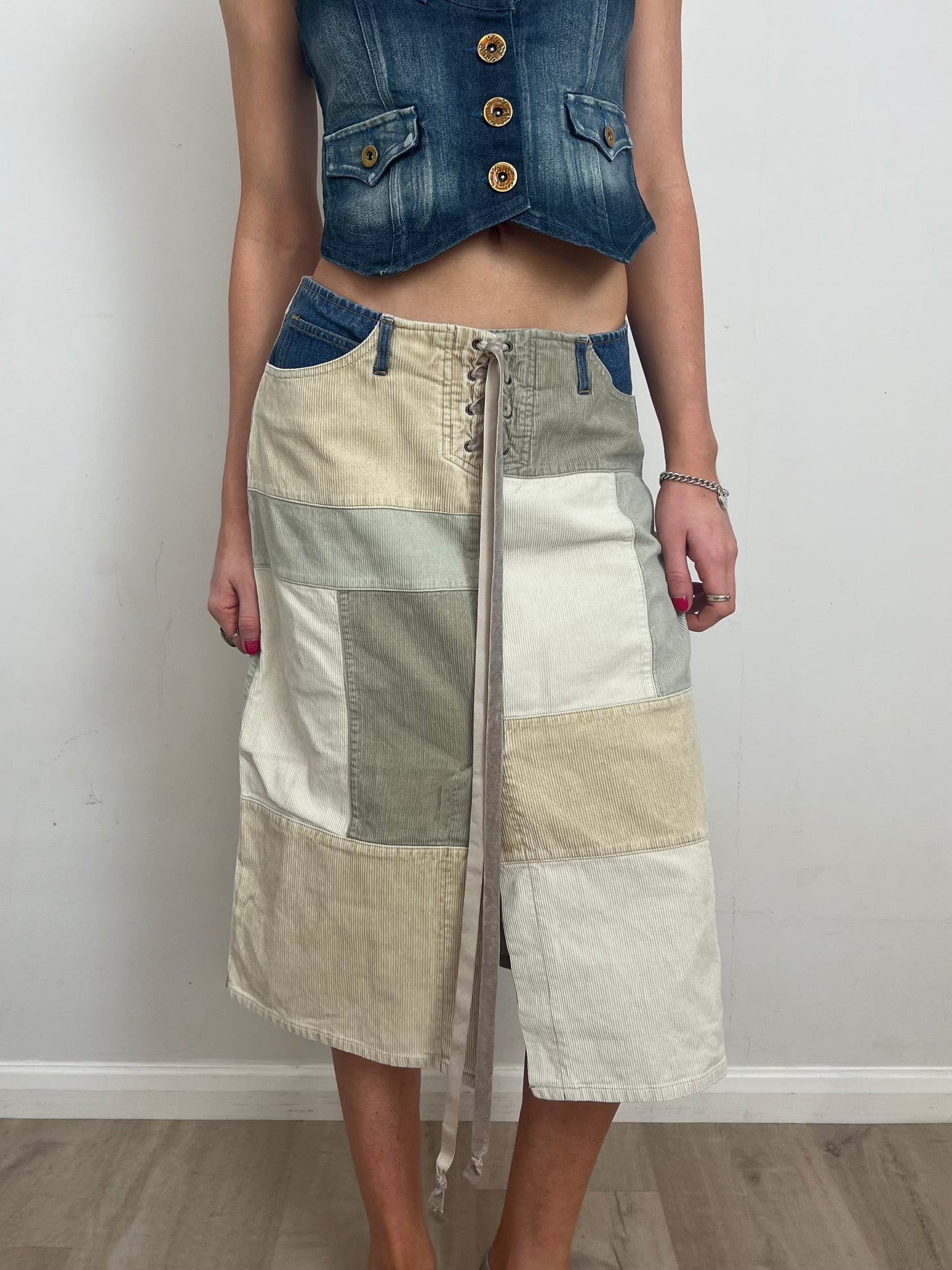 espirit patchwork skirt, L