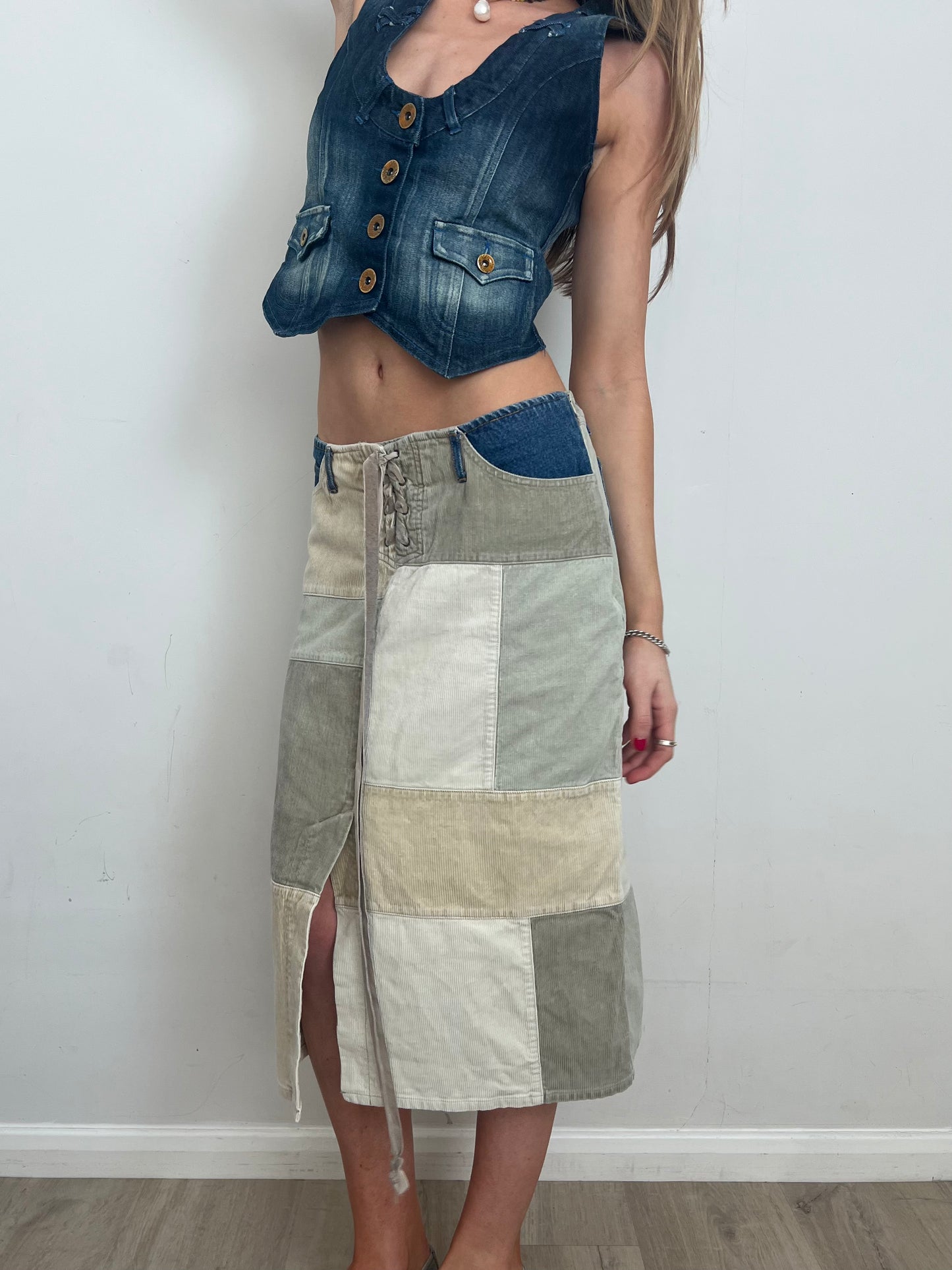 espirit patchwork skirt, L