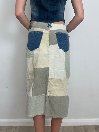 espirit patchwork skirt, L