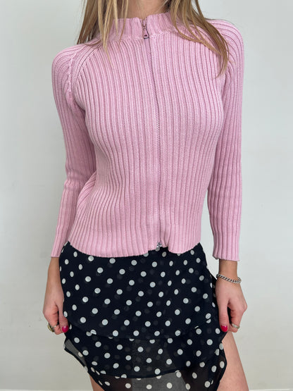 knit zip up, XS/S