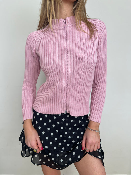 knit zip up, XS/S