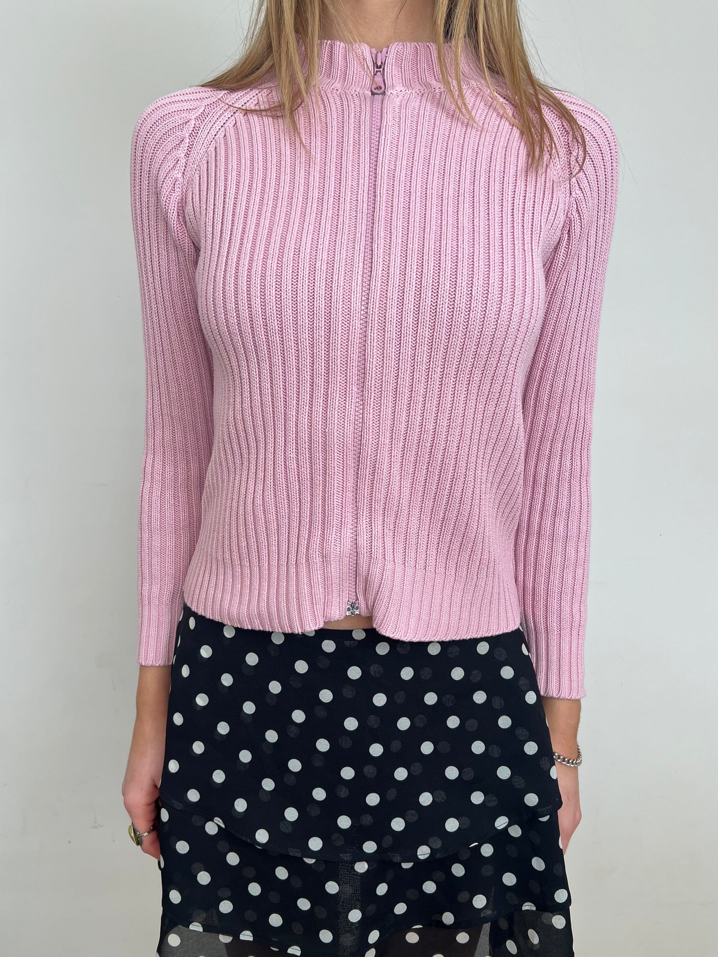 knit zip up, XS/S