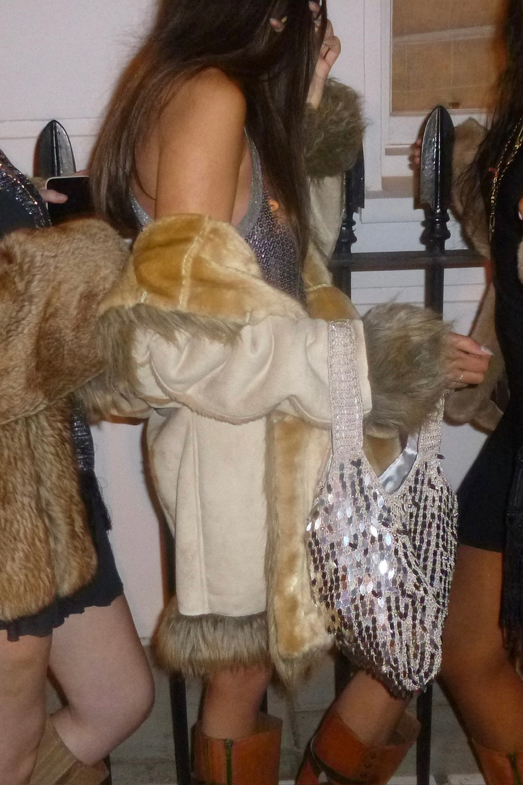 silver sparkly evening bag