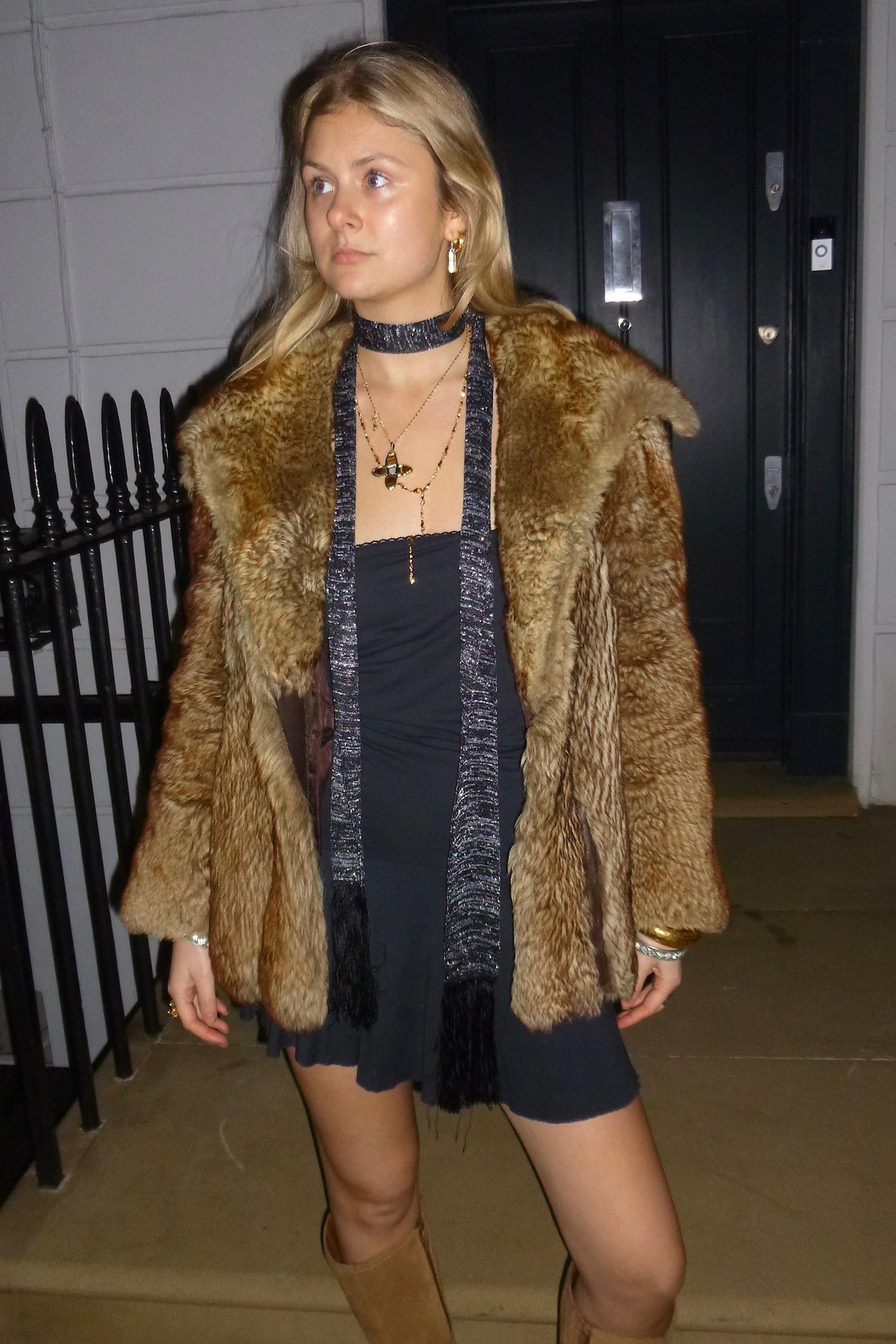 brown faux fur jacket