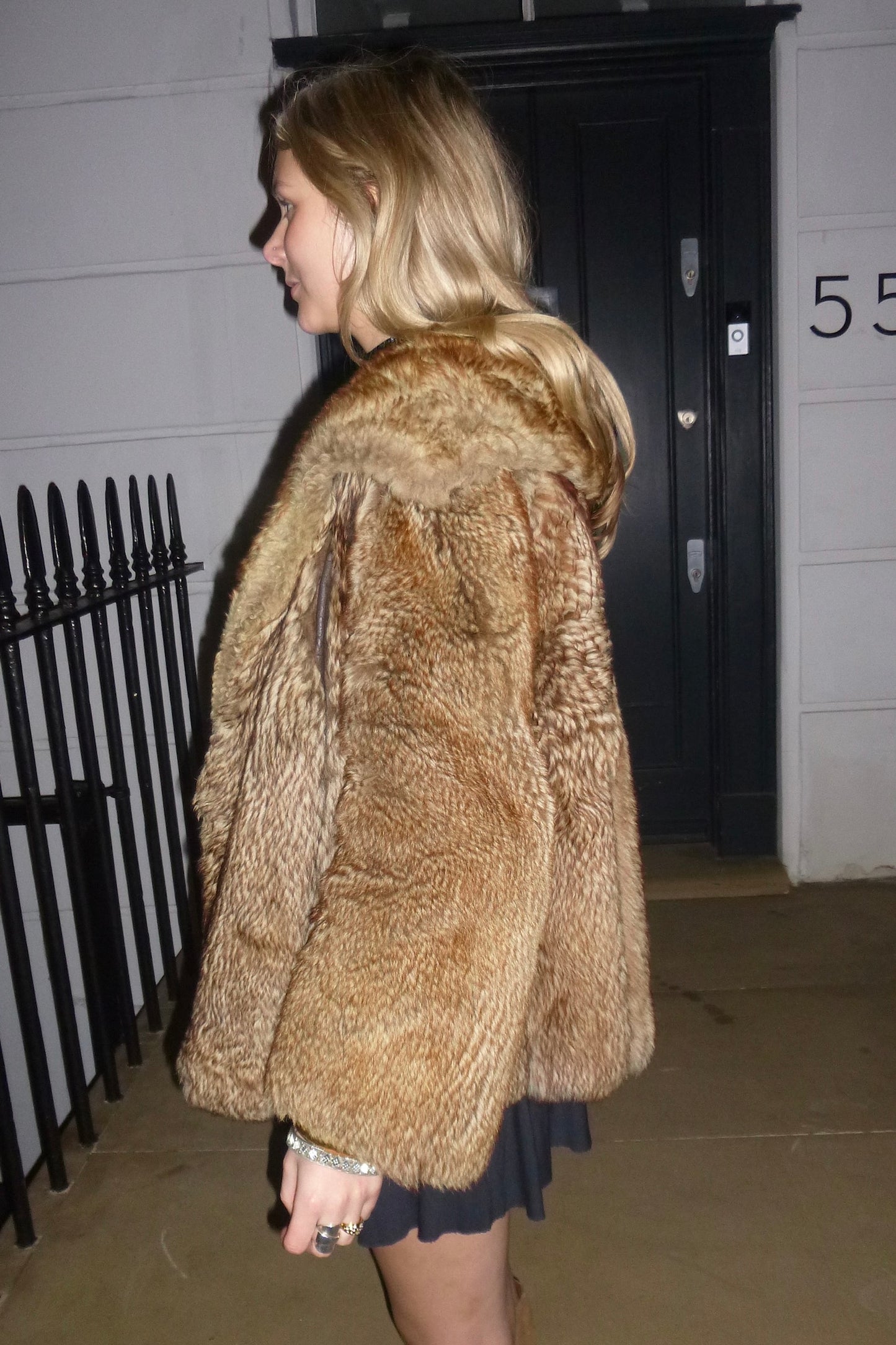 brown faux fur jacket
