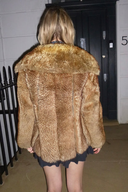 brown faux fur jacket
