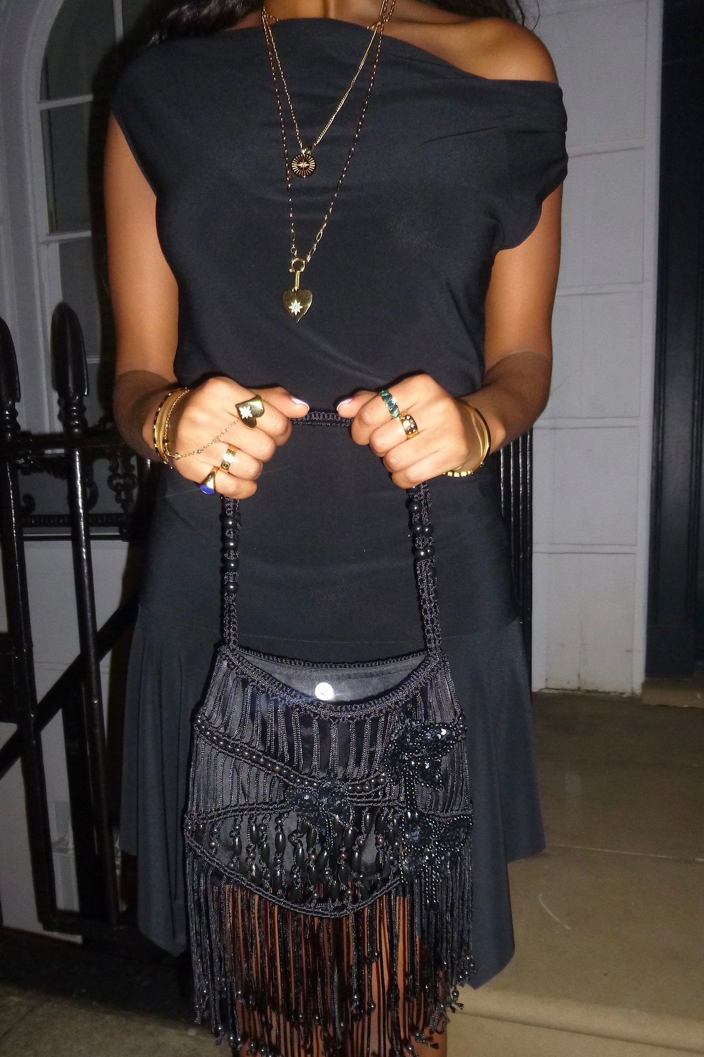 black asymmetrical mini dress