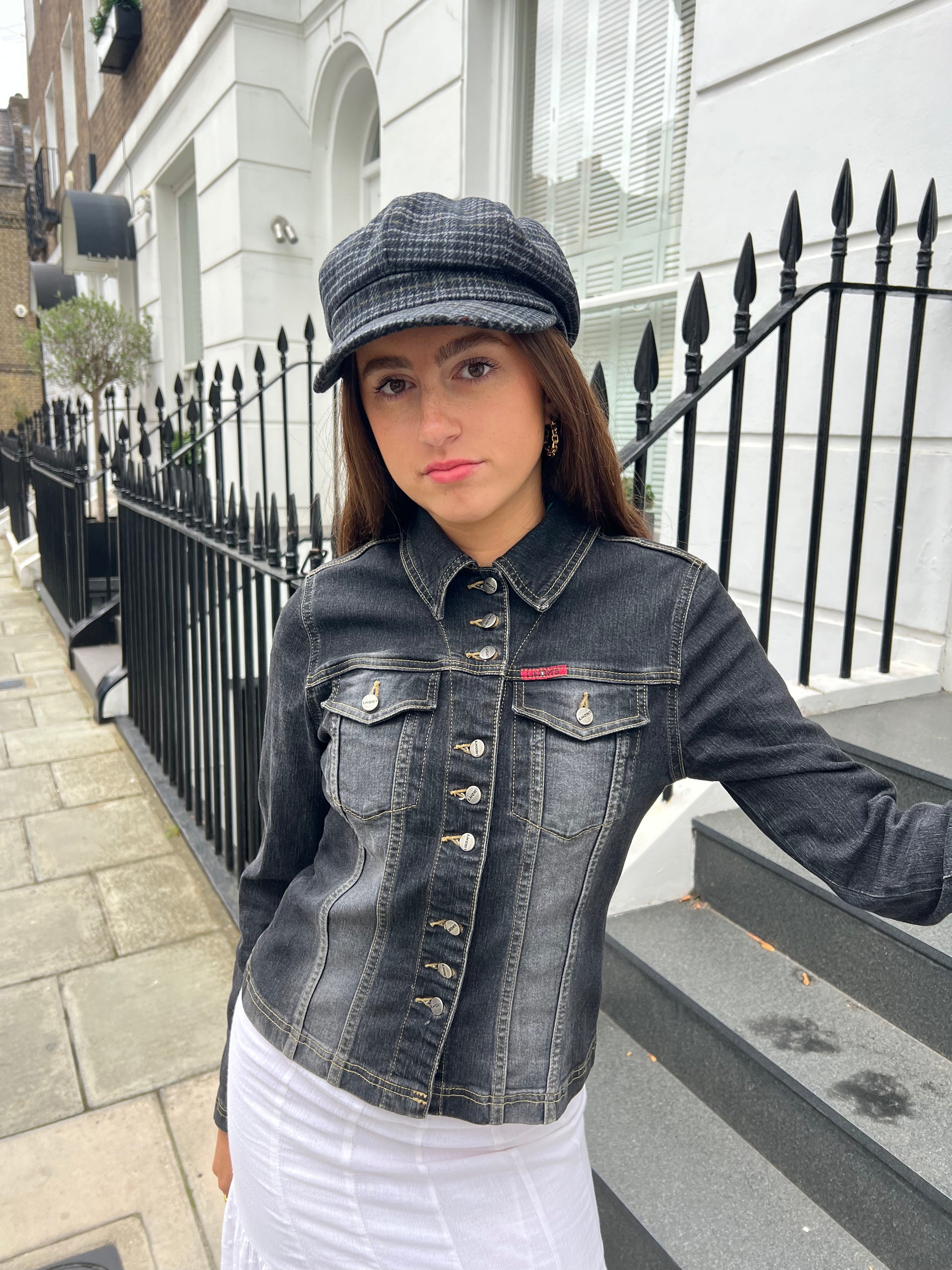 dark wash button up denim jacket 