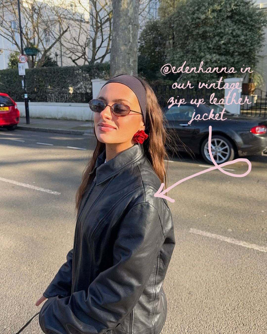 edenhanna in our vintage zip up leather jacket 