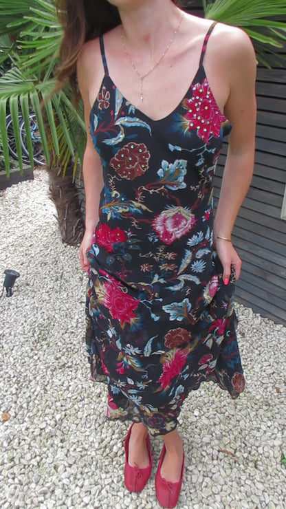 sequin floral maxi dress, S